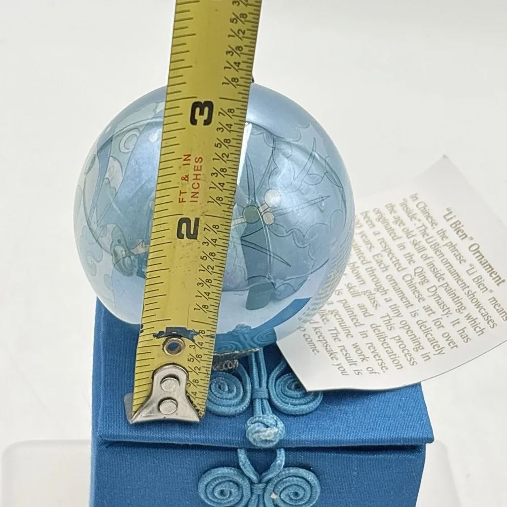 Pier One Peace Dove Ornament W/Box 2009 LI BIEN Blue Reverse Hand Painted Glass